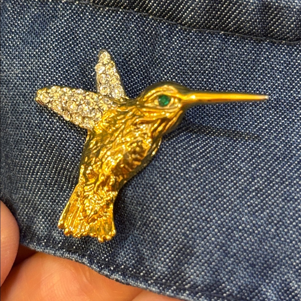 Rhinestone Hummingbird Brooch - Picture 3 of 4